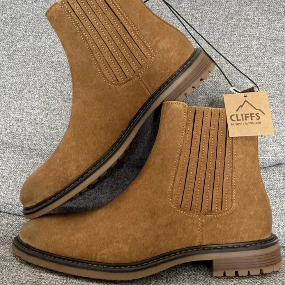 Cliffs by White Mountain Men's Brown Bens Waffle Elastic Chelsea Boots 9 M NWOB - Picture 4 of 8